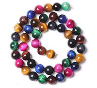 72 cuentas AAA de 10 mm de piedra natural colorida de ojo de tigre, cuentas redondas espaciadoras sueltas para hacer joyas, pulseras, collares, 32 pulgadas, 2 hebras