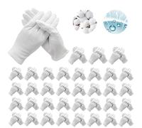 72 guantes de algodón blancos: guantes protectores, cómodos y respiran activamente, para el cuidado de la piel, lavables y elásticos