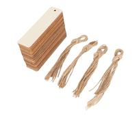 72 Pcs Wood Blank Bookmarks with Holes and Ropes | Unfinished DIY Wood Tags for Crafts/Presents/Party Decor | Solid Wood Material, Safe and Sturdy