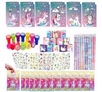 72 Piezas Cumpleaños Unicornio Regalo de Fiesta,Relleno Piñata Unicornio Regalo con Mini Cuaderno Lápices Sellos Bolsas de Regalo Pegatinas Pulseras Infantiles Regalos Fiesta Cumpleaños Niños
