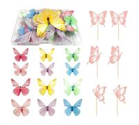 72 Piezas De Decoración De Pastel De Mariposas Y 6 Carteles De Mariposas, Decoración De Pastel De Mariposas Comestible, Decoración De Pastel De Cumpleaños, Suministros De Decoración De Fiestas.