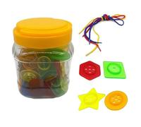 72 Piezas Juego de Enhebrar Botones para Niños con Geométricas Juguetes de Manualidades Actividades para Habilidades Motoras Finas Material