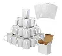 72 Tazas de Sublimación Blancas de Cerámica AAA, Tazas 11 oz | Aptas para Lavaplatos+Microondas+10 Hojas de Sublimación +Cajas de Presentación Protectoras | Tazas para Sublimar/Personalizar
