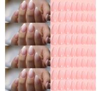 72 Uñas Postizas Cortas Color Almendras Nude a - Set de Uñas Falsas Degradadas Naturales para Mujer, Estilo Francés, Boda, , Regalo de San Valentín, Set Completo
