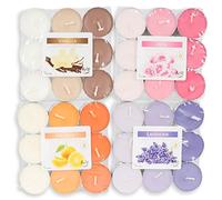 72 velas de té, 4 x 18 unidades, lavanda, rosa, vainilla y naranja, velas aromáticas decorativas