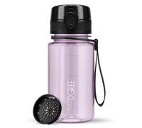 720°DGREE Botella Agua Niños 350ml “uberBottle“ - Tamiz-Fruta, crystalClear - Sin BPA, Prueba Fuga, Reutilizable - Cantimplora ligera - Water Bottle ideal para Escuela Infantil, Niña, Joven, de 3 Años