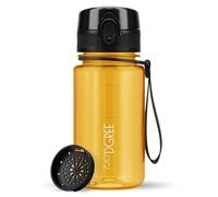 720°DGREE Botella Agua Niños 350ml “uberBottle“ - Tamiz-Fruta, crystalClear - Sin BPA, Prueba Fuga, Reutilizable - Cantimplora ligera - Water Bottle ideal para Escuela Infantil, Niña, Joven, de 3 Años