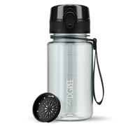 720°DGREE Botella Agua Niños 350ml “uberBottle“ - Tamiz-Fruta, crystalClear - Sin BPA, Prueba Fuga, Reutilizable - Cantimplora ligera - Water Bottle ideal para Escuela Infantil, Niña, Joven, de 3 Años