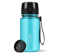 720°DGREE Botella Agua Niños 350ml “uberBottle“ - Tamiz-Fruta, crystalClear - Sin BPA, Prueba Fuga, Reutilizable - Cantimplora ligera - Water Bottle ideal para Escuela Infantil, Niña, Joven, de 3 Años