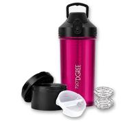 720°DGREE Shaker Proteínas uberShaker 550ml - Antigoteo, Sin BPA | Botella para Gimnasio, Fitness y Gym - Mezclador de Espiral para Batidos Cremosos, Nutrición - Con Contenedor - Fuchsia Pink