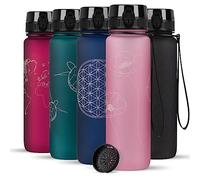 720°DGREE uberBottle SoftTouch + colador con diseño - 1 L - Sin BPA - Botella de agua para universidad, deporte, fitness, bicicleta al aire libre - Botella deportiva de Tritán - Ligera, irrompible,