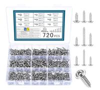 720 PcsTornillos Autorroscantes, Tornillos Roscachapas M3/M3,5/M4/M5, Tornillos de Cabeza Plana Cruz y Redonda con Arandela, Tornillo para Madera Metal