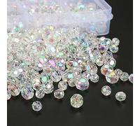 720 Piezas Perlas de Cristal de Bohemia, 6mm, 8 mm Cuentas de Vidrio Facetado, Cuentas Checas de Cristal, Cuentas de Vidrio de Cristales Transparente para Pendientes, Fabricación de Joyas de Pulsera