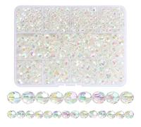 720 Piezas Perlas de Cristal de Bohemia, Cuentas de Vidrio Facetado, Cuentas Checas de Cristal, Cuentas de Vidrio de Cristales Transparente para Pendientes, Fabricación de Joyas de Pulsera 6 mm, 8 mm