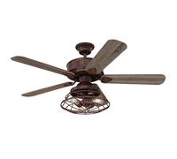 72205 Ventilador de techo Barnett para interior de madera de granero, 122 cm, juego de iluminación LED regulable con pantalla tipo jaula, control remoto incluido