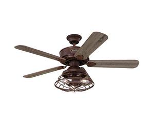 72205 Ventilador de techo Barnett para interior de madera de granero, 122 cm, juego de iluminación LED regulable con pantalla tipo jaula, control remoto incluido