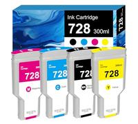 728 Cartucho de Tinta 300-ml para HP 728 Cartuchos de Tinta F9J68A F9K17A F9K16A F9K15A Compatible para HP DesignJet T730 T830 (Negro Mate, Cian, Magenta, Amarillo)