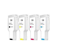 728 Cartuchos de Tinta 728XL compatibles con HP DesignJet T730 T830 | F9J68A F9J67A F9J66A, tinta pigmentada/tinte, tinta completa, 300ML/cartucho(4pcs)