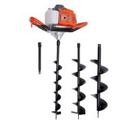 72CC Ahoyadora Gasolina, 2 Tiempos 2300W Taladro de Tierra, Taladro de Gasolina con Sistema de Refrigeración por Aire, 3 Auger 100,150,200mm
