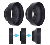 72mm Capucha de Lente para cámara - Caucho - Juego de 2 - Plegable en 3 Pasos - Sombra de Sol/Protector - Reduce el Resplandor del Lente y el deslumbramiento - Bloquea el Exceso de luz Solar
