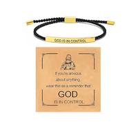 72ore Pulsera God is in Control, regalos inspiradores para mujeres, pulsera de tubo de cuerda trenzada, Dios está en control, regalos de joyería, aleación, No es una piedra preciosa