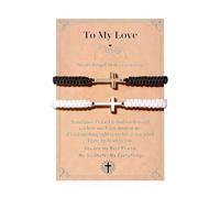 72ore Pulseras a juego para relaciones de larga distancia, pulsera de cruz a juego para parejas BF y GF, L, Zinc, No es una piedra preciosa