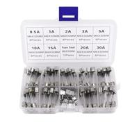 72Pcs 6x30mm Fast-Blow Glass Tube Fuse Quick Blow Glass Fuses Kits Fast Acting Fuse 250V 0.5A 1A 2A 3A 5A 8A 10A 15A 20A 30A