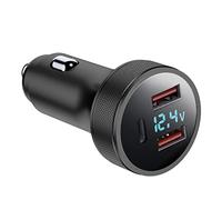 72W Cargador de Coche, Cargador Mechero USB Carga Rapida de Tres Puertos de Carga, Dual QC 3.0 + 36w PD USB, Cargador de Coche USB C con Voltímetro LED, Carga Rápida para iPhone 14/13/12(Black)