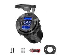 72W USB Outlet 12V - Cargador de coche 5 en 1 con interruptor de encendido/apagado LED voltímetro 3 puertos de carga para RV Boat Marine Vehicle