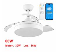 72W Ventilador de Techo con Aspas Retráctiles y Luz LED CCT Regulable, 3360 Lm, 6 Velocidades Ajustables, Motor DC Ultra Silencioso, Control Remoto Incluido, Ideal para Salón y Dormitorio D-8111