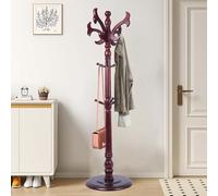 73”Vintage Wooden Coat Rack Freestanding，With 14 Hooks and Sturdy Round Base.Sturdy and Durable Standing Coat Racks，Adjustable Wooden Freestanding Coat Rack for Offices, Porch(Fishtail)