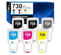 730 Cartucho de Tinta para Cartuchos de Tinta HP 730 HP730 P2V68A P2V69A P2V70A P2V71A P2V72A P2V73A para HP DesignJet T1600 T1700 T2600(Negro Mate, Negro Foto, Cian, Amarillo, Magenta, Gris)