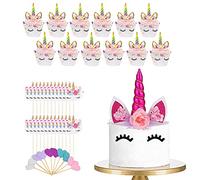 74 Piezas Unicorn Birthday Cake Topper Set,Unicorn Cupcake Topper,Decoracion Tarta Unicornio,Party Supplies Cake Decorations para Niños Niñas Regalo Unicornio Decoraciones de Fiesta de Cumpleaños