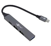 74459 Hub USB A-Hembra x3,USB C-Conector,USB C-Conector PnP gris Goobay