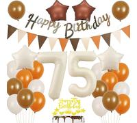 75 años decoración cumpleaños globo, globo boho beige 75 años Mujer Hombre, globos 75 años beige, decoración vintage 75 cumpleaños, globos 75 Mujers fiesta de cumpleaños decoración marrón