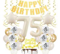 75 cumpleaños decoración beige decoración, Decoraciones Fiesta Oro Beige 75 Años Globos, Globos 75 años oro beige mujer hombre, mujer cumpleaños 75 decoración fiesta boho, Globos 75 decoración