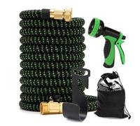 75 ft Expandable Garden Hose w/10 Functions Spray Nozzle, Water Hoses with 3/4" Solid Brass Connector, Flexible Lightweight Hose Expanding Water Pipe for Car Washing, Gardening