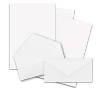75 juegos de papel de carta DIN A4 con sobres largos, pegado en húmedo, color blanco, papel de escritura mate con sobres, colores Froh by Gustav Neuser