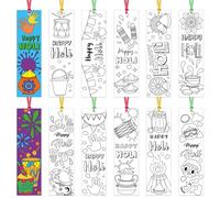 75 marcapáginas Holi Color Your Own Bookmarks Happy Holi DIY Coloring Blank Bookmark Classroom Art Craft Supplies for Teachers Students Indian Festival Holiday Party Gift Supplies Reward Goodie