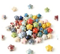 75 perlas de cerámica con forma de estrella, 14 mm, multicolor, para manualidades, piedras preciosas, para pulseras, perlas de cerámica para manualidades, collares, ropa y fabricación de joyas
