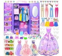 75 Ropa y Accesorios para muñecas Armario Joyas Accesorios para 11.5 Pulgadas muñeca de Niñas muñeca Armario con Vestido de Novia Vestidos Tops Pantalones Zapatos Bolsas Juguete Regalo para niñas