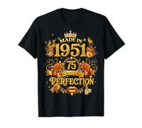 75 Year Old Made in 1951 Retro Floral 75th Birthday Women Camiseta