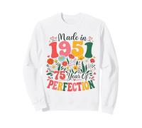 75 Year Old Made in 1951 Retro Floral 75th Birthday Women Sudadera