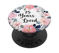 75 Years Loved 75th Birthday Floral 75 Year Old Men Women PopSockets PopGrip Adhesivo