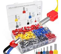 750 piezas de casquillo doble de 0,5-10 mm², casquillos de cable de 8 tamaños con caja de clasificación, manguitos de doble aislamiento y manguitos de extremo de cable para conexiones de cables