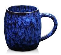 750ml Taza de Café Cerámica Extra Grande, 25 oz Taza de Té Overszie hecha a mano esmalte para Oficina y Hogar, con Mango Grande, apto para Lavavajillas Ffrigoríficos y Microondas (Azul Estrellado)