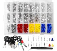 755 piezas Conector Pins Kit, conector de coche Pin Accesorios 1/1,5/1,8/2,2/2,8/3,5 mm Macho y Hembra Junta de Cable Extracción Juego de Herramientas para Motos, Coches y Barcos