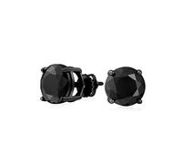 .75Ct Negro En Negro Ronda Solitario Cubic Zirconia Pendientespara Hombres Mujeres Cz Tornillo De Nuevo Plateado .925 Plata De Ley