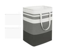 75L Grigio Bianco Cesto Lavanderia Pieghevole con 2 Zipper Storage Bag,Sacchetto Lavanderia con Manico Grande Pieghevole Cesti Lavanderia per Camera da Letto,Bagno,Appartamento Studente
