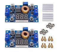 75W 5A DC-DC Adjustable Step Down Buck Module With Voltmeter Copper Pillars (C6B3) /DC-DC Step Down Power Module 4V-38V to 1.25V-36V 5A Voltmeter Adjustable con pantalla LED (paquete de 2)